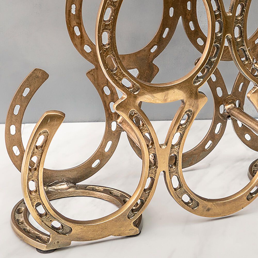 India Handicrafts Inc Western Wine Rack in Brass, , large