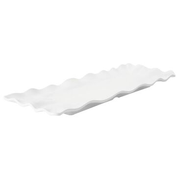 Supreme Melamine 20.75" Ruffle Rectangular Serving Tray in White, , large