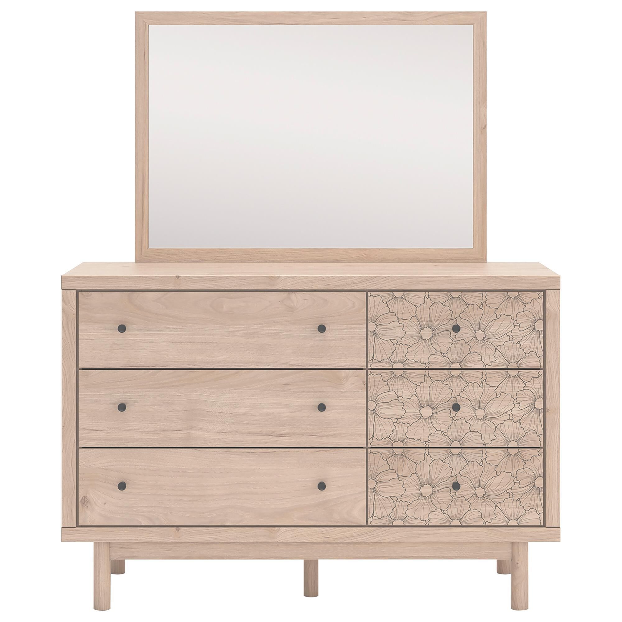 Ashley Arloster 6-Drawer Dresser and Mirror in Tan