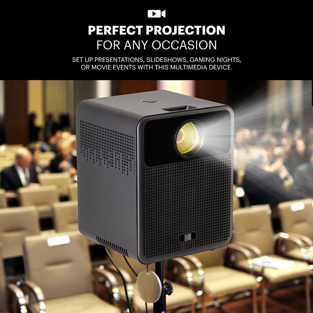 Kodak FLIK HD10 Smart Projector, 1080p Portable Projector with Bluetooth, Wi-Fi &amp; Android TV, , large