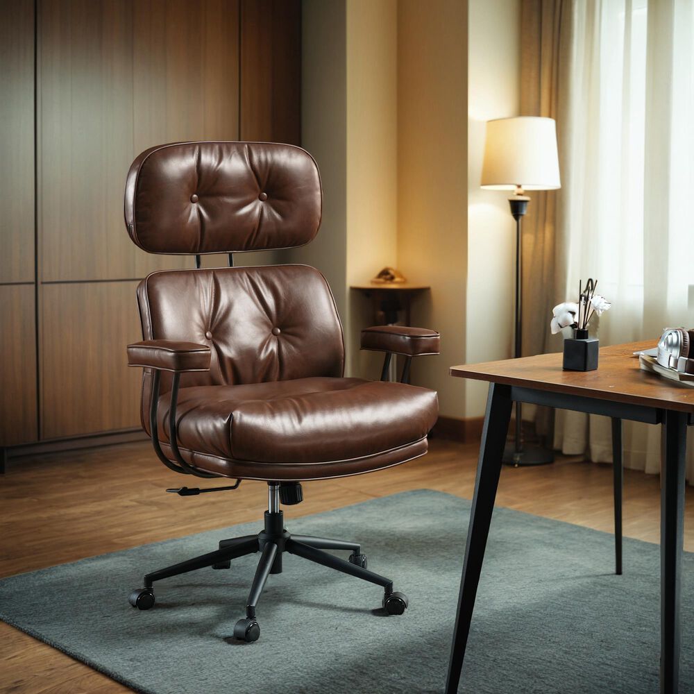 HOMLUX High Back Executive Office Chair with PU Leather in Dark Brown, , large