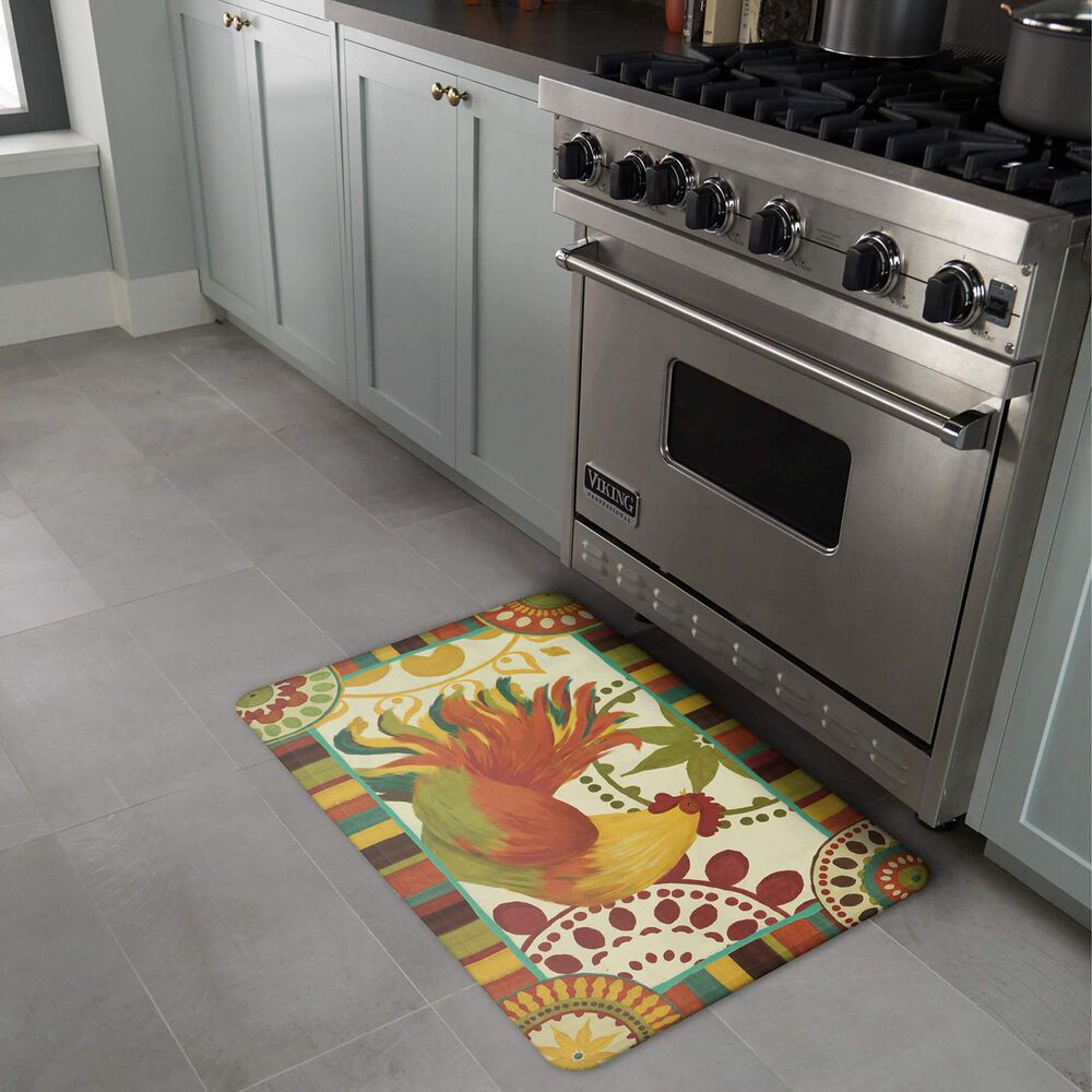 Karastan Dri-Pro Comfort Painted Spice Rooster 1&#39;6&quot; x 2&#39;6&quot; Multicolor Door Mat, , large