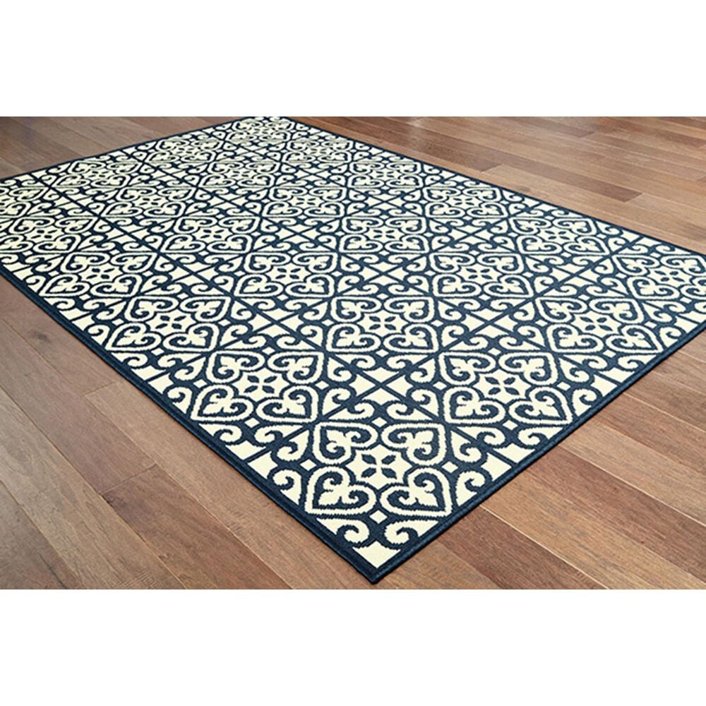 Oriental Weavers Marina 5927B 5&#39;3&quot; x 7&#39;6&quot; Ivory and Navy Area Rug, , large