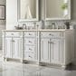 James Martin Vanities Bristol 72" Double Bathroom Vanity in Bright White with 3 cm Eternal Marfil Quartz Top and Rectangular Sinks, , large