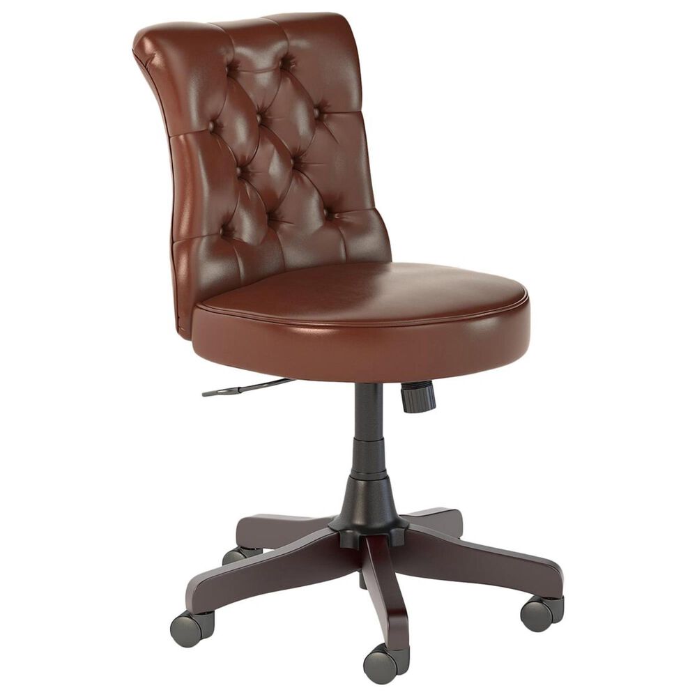 Bush Cabot Mid Back Tufted Office Chair in Harvest Cherry Leather, , large