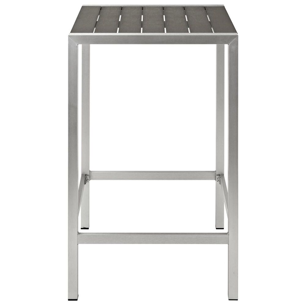 Modway Shore Outdoor Patio Aluminum Bar Table in Silver and Gray NFM