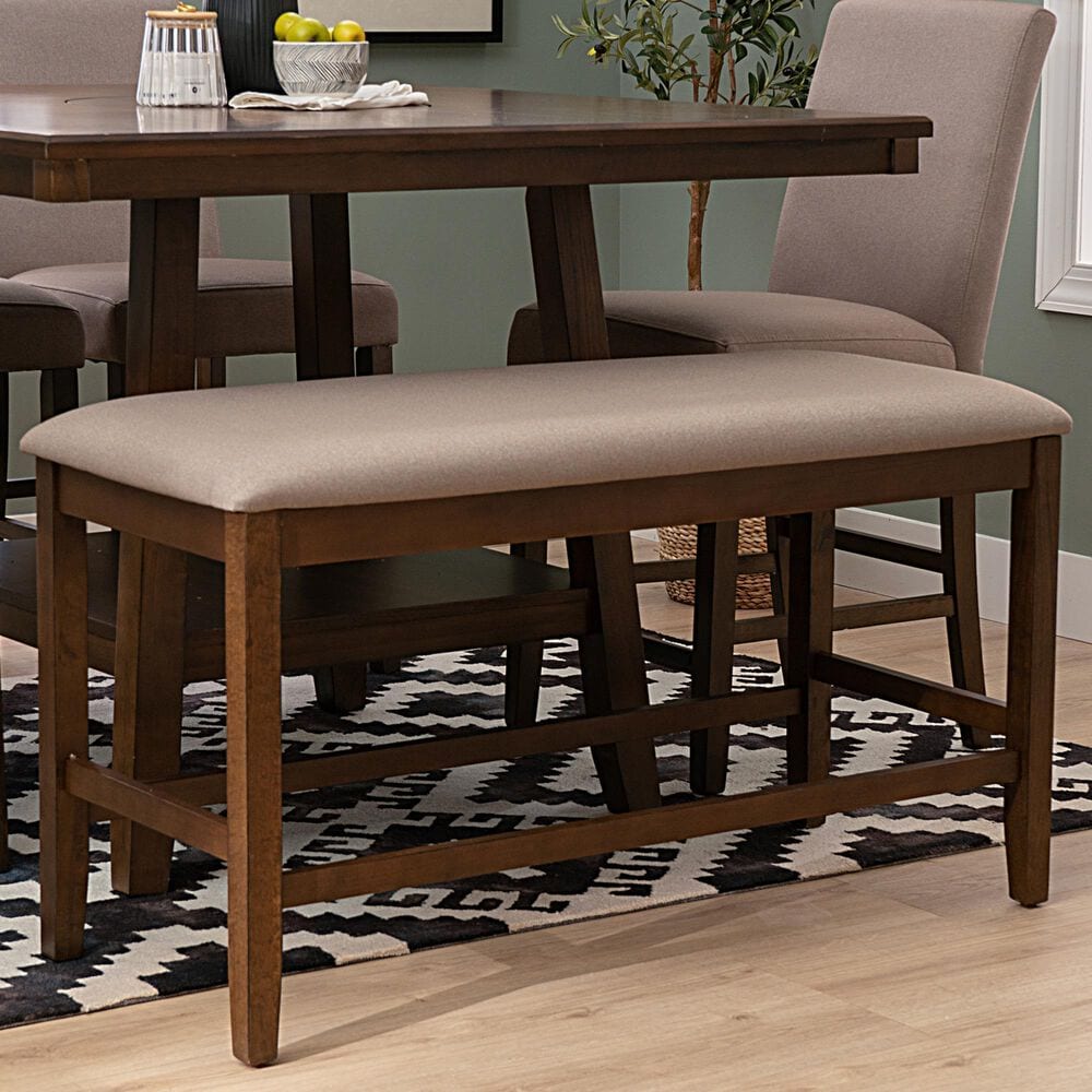 Linon Home Decor Spiva Counter Backless Bench in Brown, , large