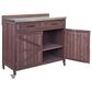 HOMLUX 39" Outdoor Kitchen Island with Stainless Table Top in Dark Brown, , large