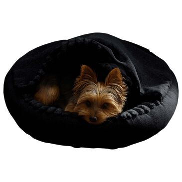 Hallmart Collectibles Hooded Small Round Cuddler Pet Bed in Black, , large