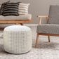 LR Home 18" Round Dots Pouf in Natural and White, , large