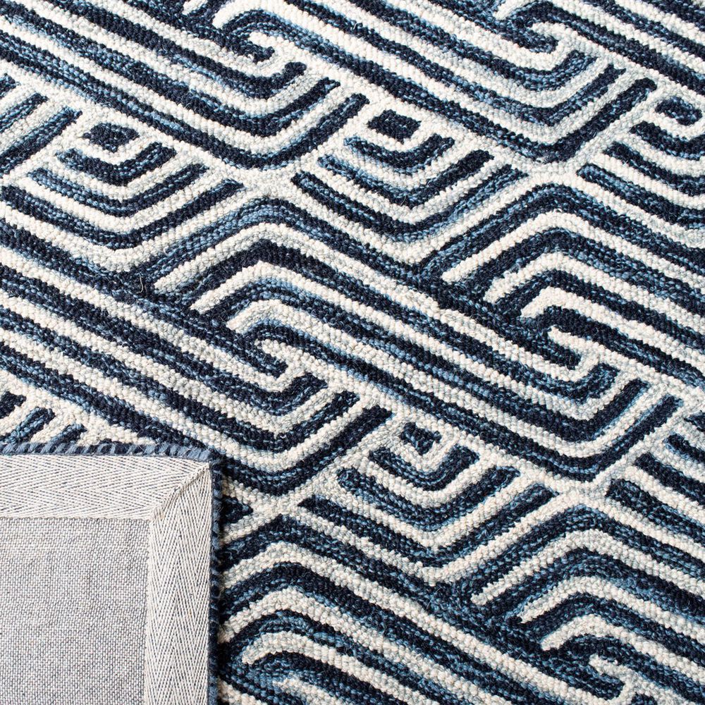 Safavieh Micro-Loop 2&#39;3&quot; x 7&#39; Dark Blue and Ivory Runner, , large