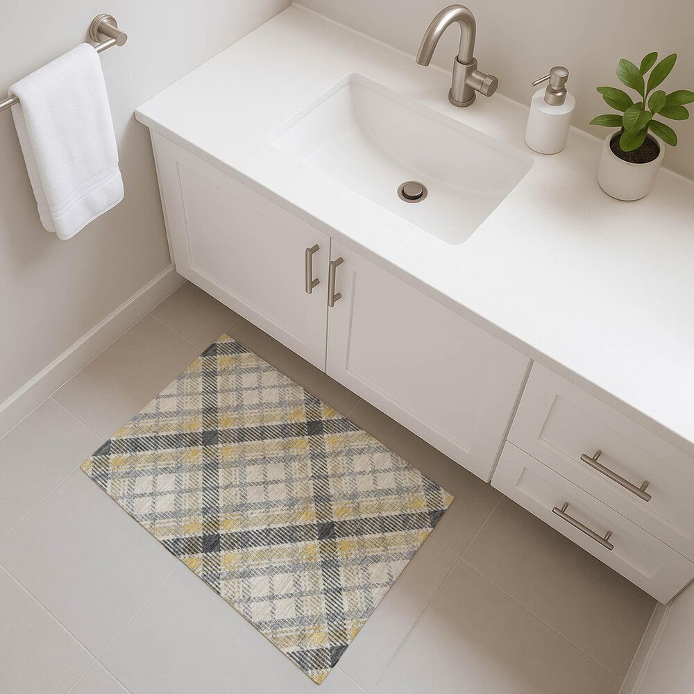 Dalyn Rug Company Soft Essentials Plaid Granite 1'8" x 2'6" Indoor/Outdoor Area Rug, , large