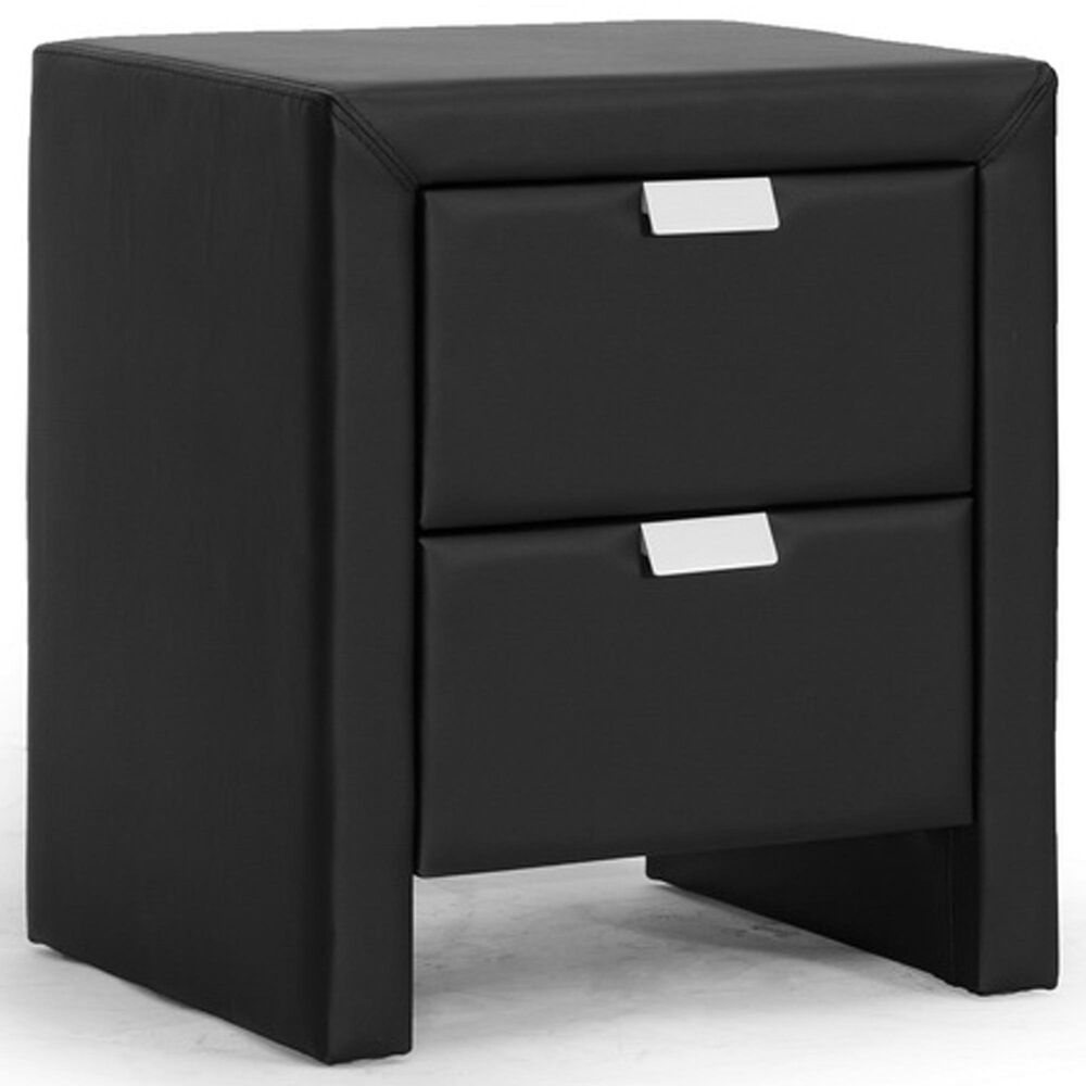 Baxton Studio Frey 2-Drawer Nightstand in Black, , large