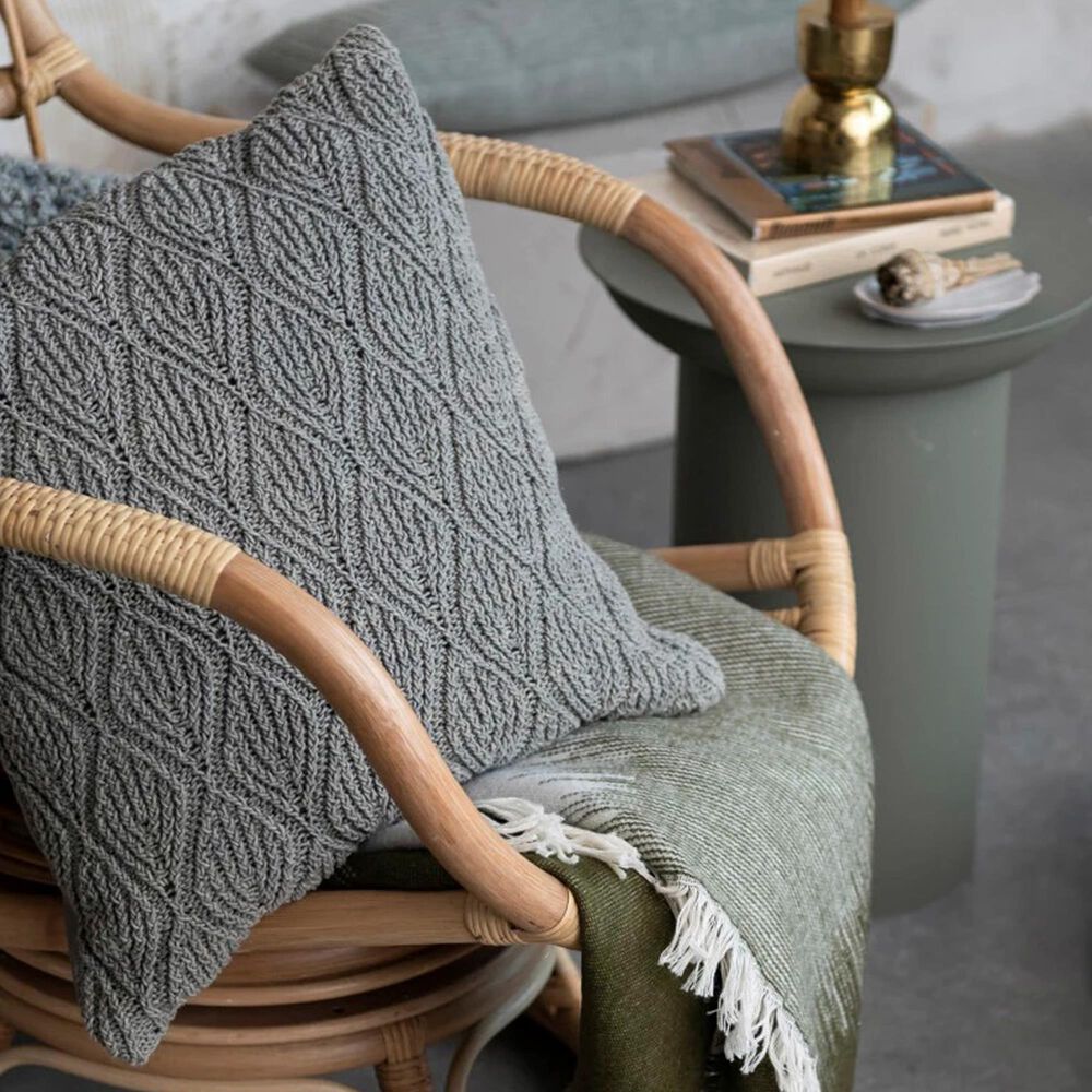Teak Interiors 18&quot; x 18&quot; Throw Pillow with Diamond Pattern in Grey, , large