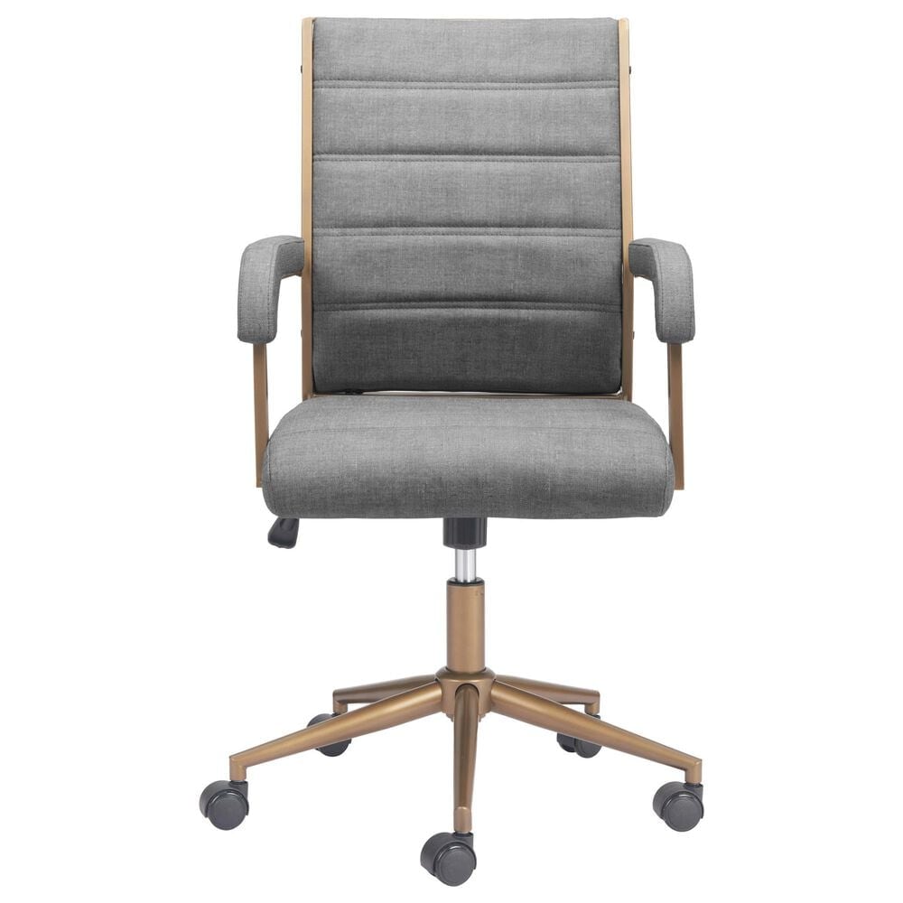Zuo Modern Auction Office Chair with Gray Faux Leather in Bronze, , large