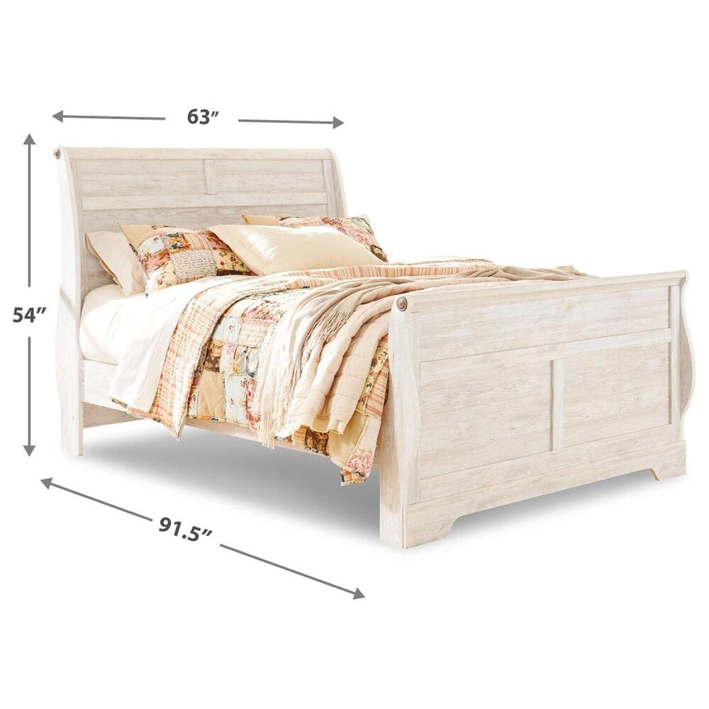 Ashley Willowton Queen Sleigh Bed in Whitewash, , large