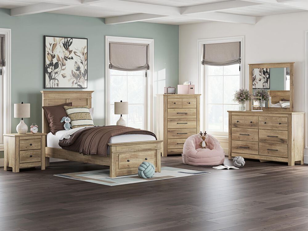 Ashley Makidern 4-Piece Twin Storage Bedroom Set with Drawer in Natural Brown, , large