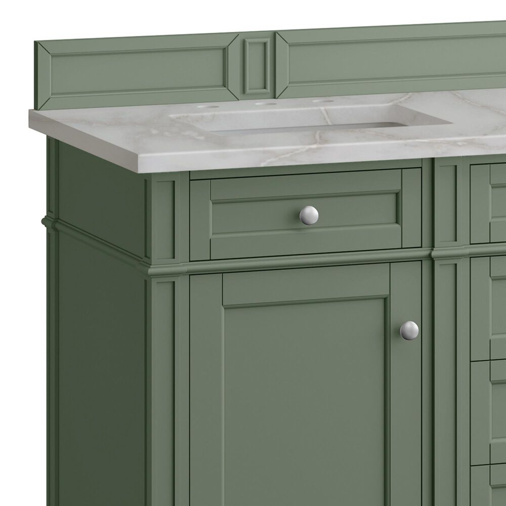 James Martin Vanities Brittany 60" Double Bathroom Vanity in Smokey Celadon with 3 cm Eternal Jasmine Pearl Silestone Top, Rectangular Sinks and FreePower Wireless Charger, , large