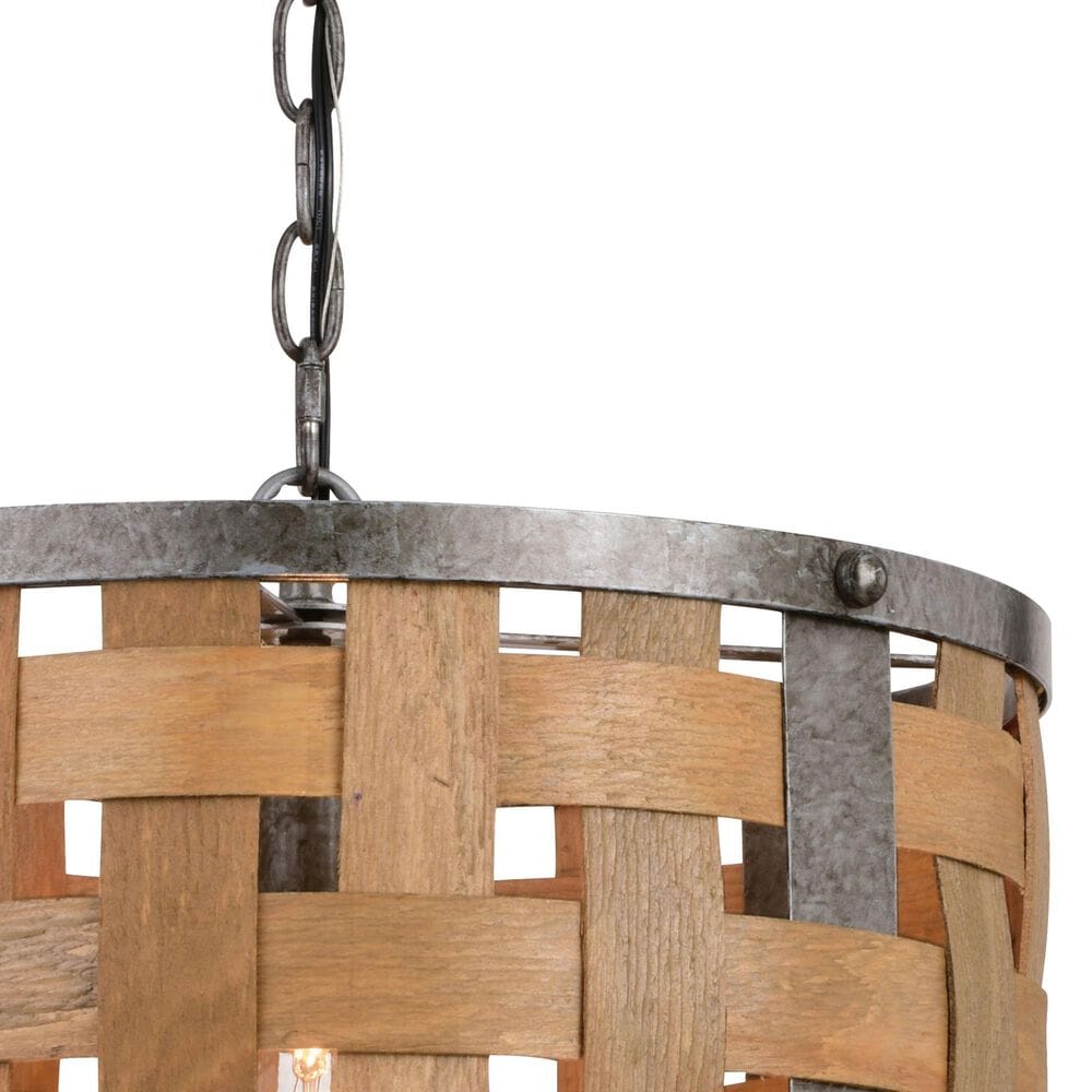 Vaxcel Norwood 1-Light Pendant in Vintage Steel and Distressed Wood, , large