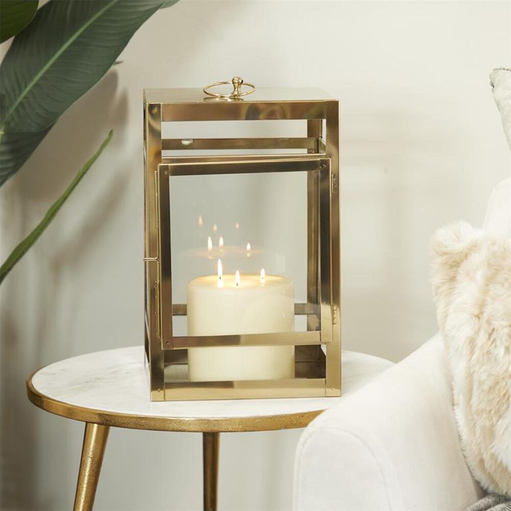 Maple and Jade 21" Lantern Pillar Candle Holder in Gold NFM