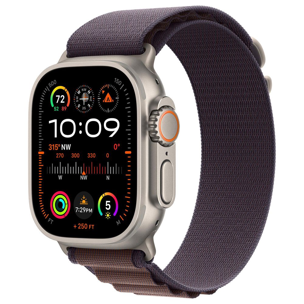 Apple Watch Ultra 2 GPS + Cellular, 49mm Titanium Case with Indigo Alpine Loop - Small, , large