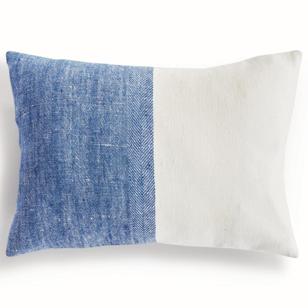 Napa Home and Garden Jules 14" x 20" Lumbar Throw Pillow in Navy and Flax, , large