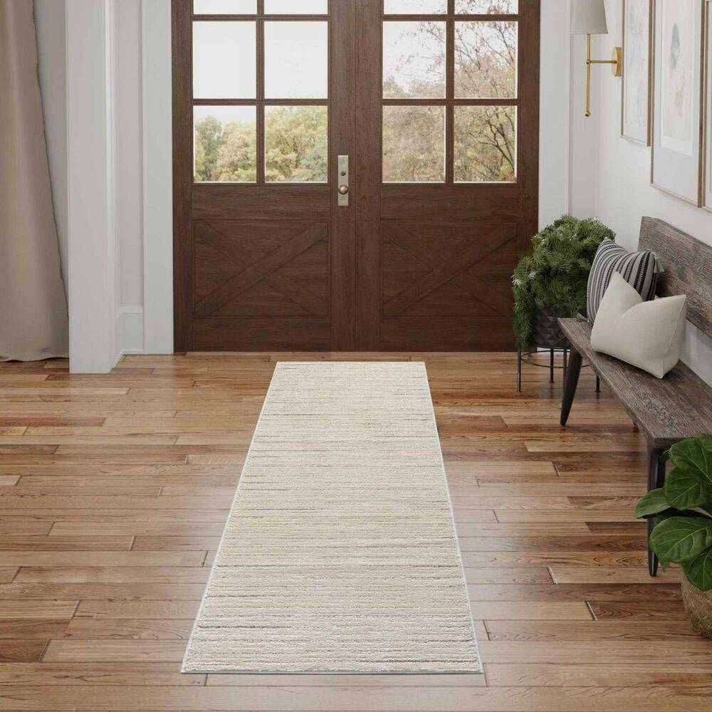 Nourison Andes AND01 2&#39;2&quot; x 7&#39;6&quot; Ivory and Grey Runner, , large