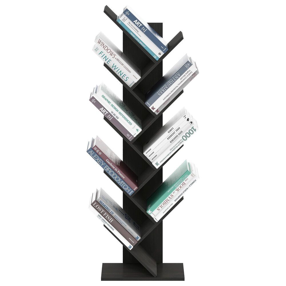 HOMLUX 9-Tier Shelf Tree Bookcase in Espresso, , large