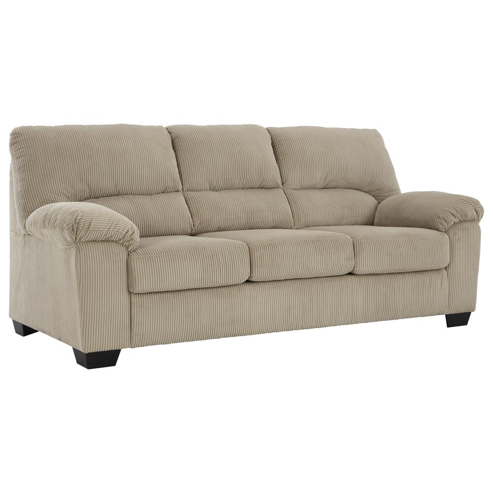 Ashley SimpleJoy Stationary Sofa and Loveseat Set in Sand, , large