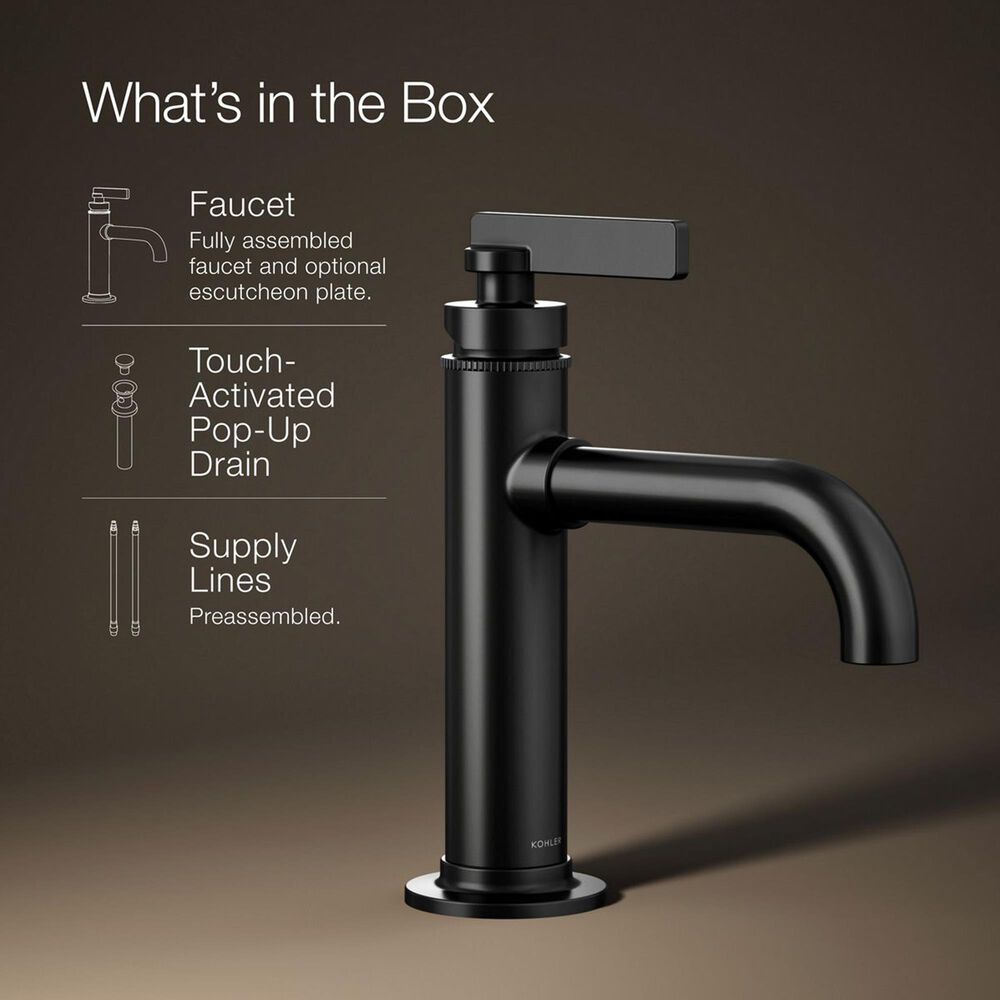 Kohler Castia Single-Handle Bathroom Sink Faucet in Matte Black, , large