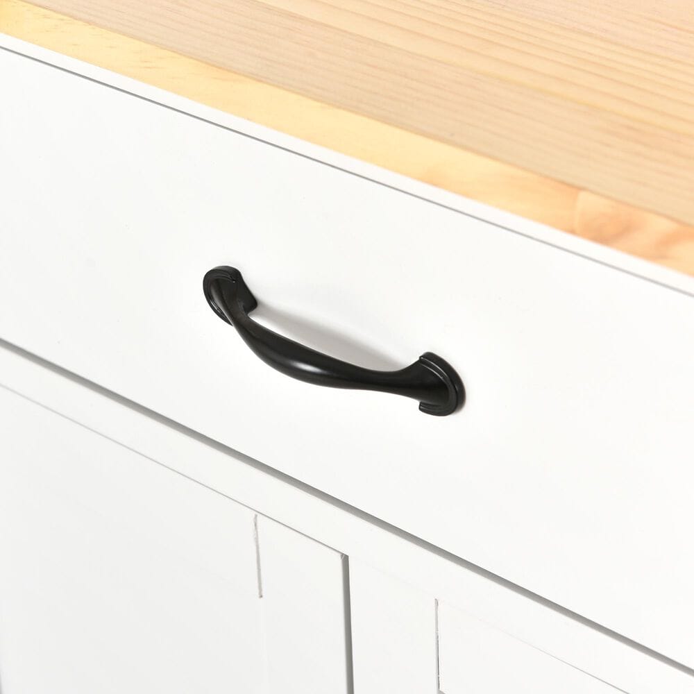 HOMLUX 54" Kitchen Island Cart with Solid Wood Top and Locking Wheels in White, , large
