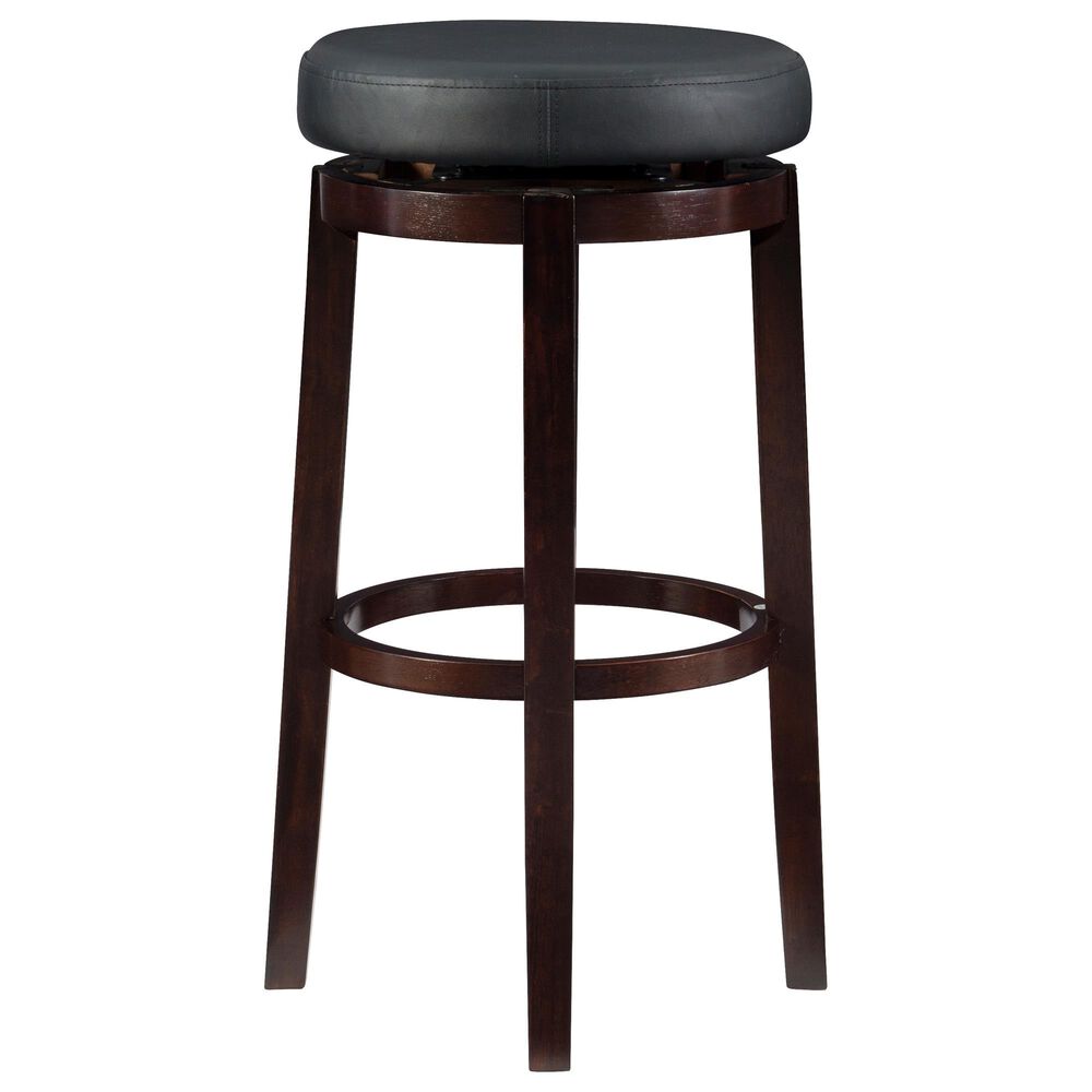 Linon Home Decor Maya Swivel Bar Stool with Black Cushion in Rich Brown, , large