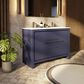 Lexora Home Lafarre 48" Double Bathroom Vanity in Navy Blue with 2 cm White Cultured Marble Top and Rectangular Sinks, , large