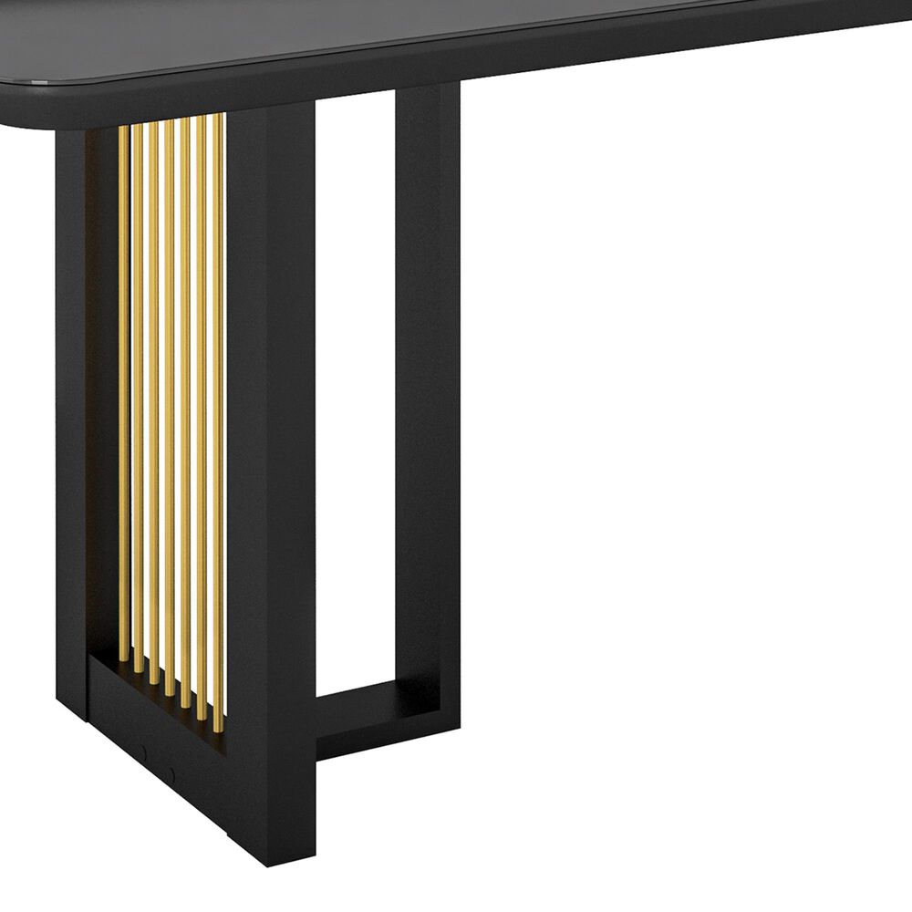 Rta Products Llc Modern Dining Table with Painted Glass Top in Black and Gold, , large