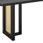 Rta Products Llc Modern Dining Table with Painted Glass Top in Black and Gold, , large