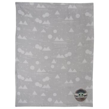 Lambs and Ivy Star Wars Mandalorian The Child Fleece Baby Blanket in Gray, , large
