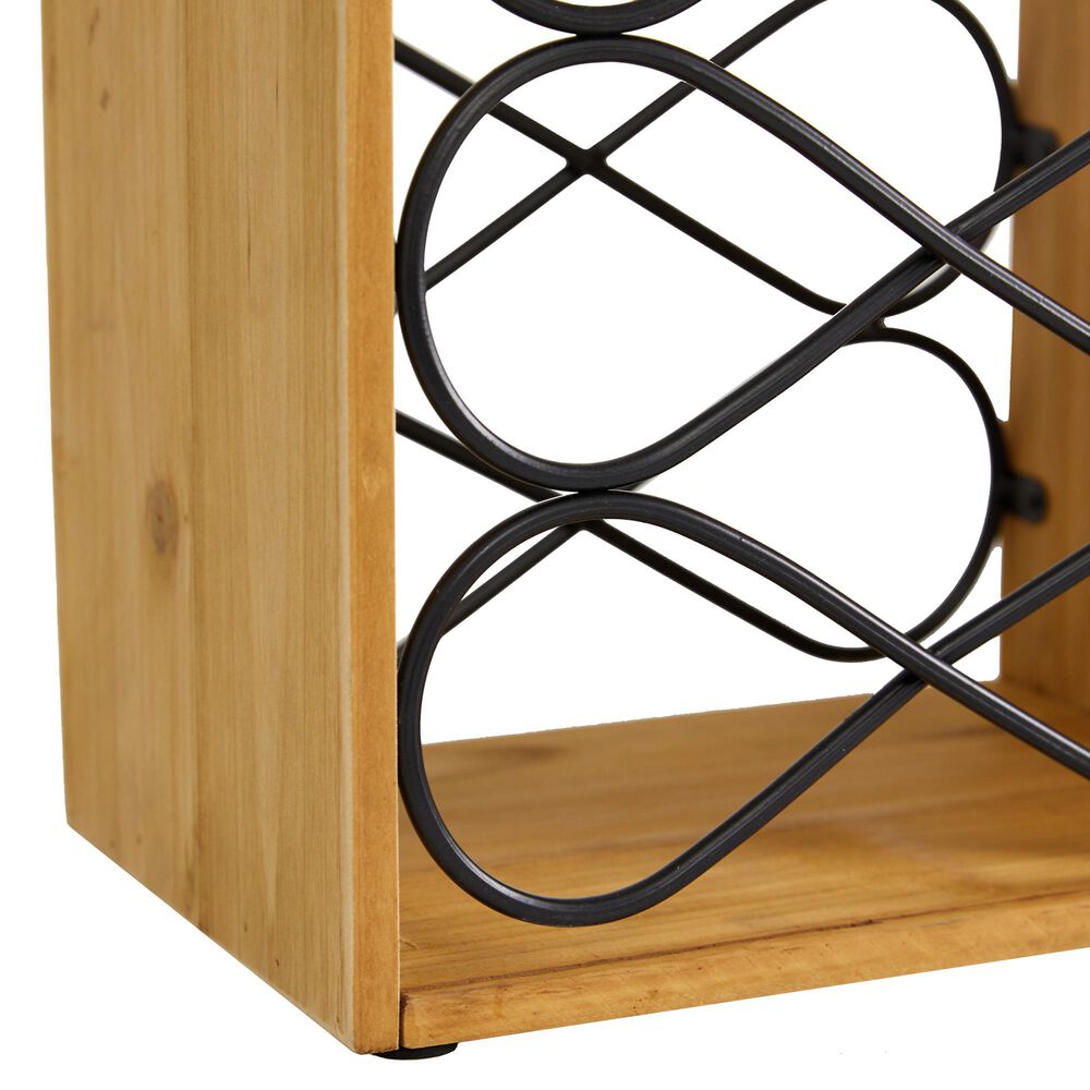 Maple and Jade 15&quot; Rustic Wood Wine Rack in Brown and Black, , large