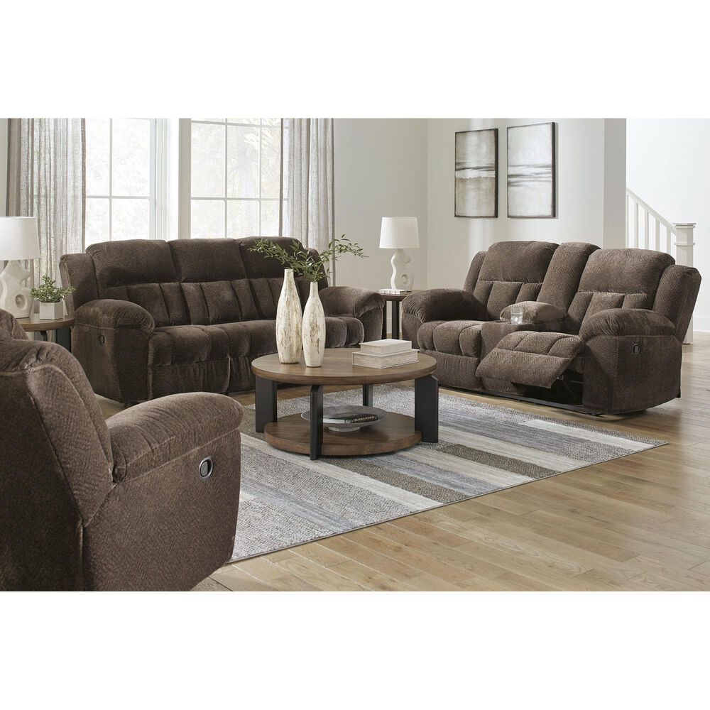 Ashley Frohn Manual Reclining Loveseat in Chocolate, , large