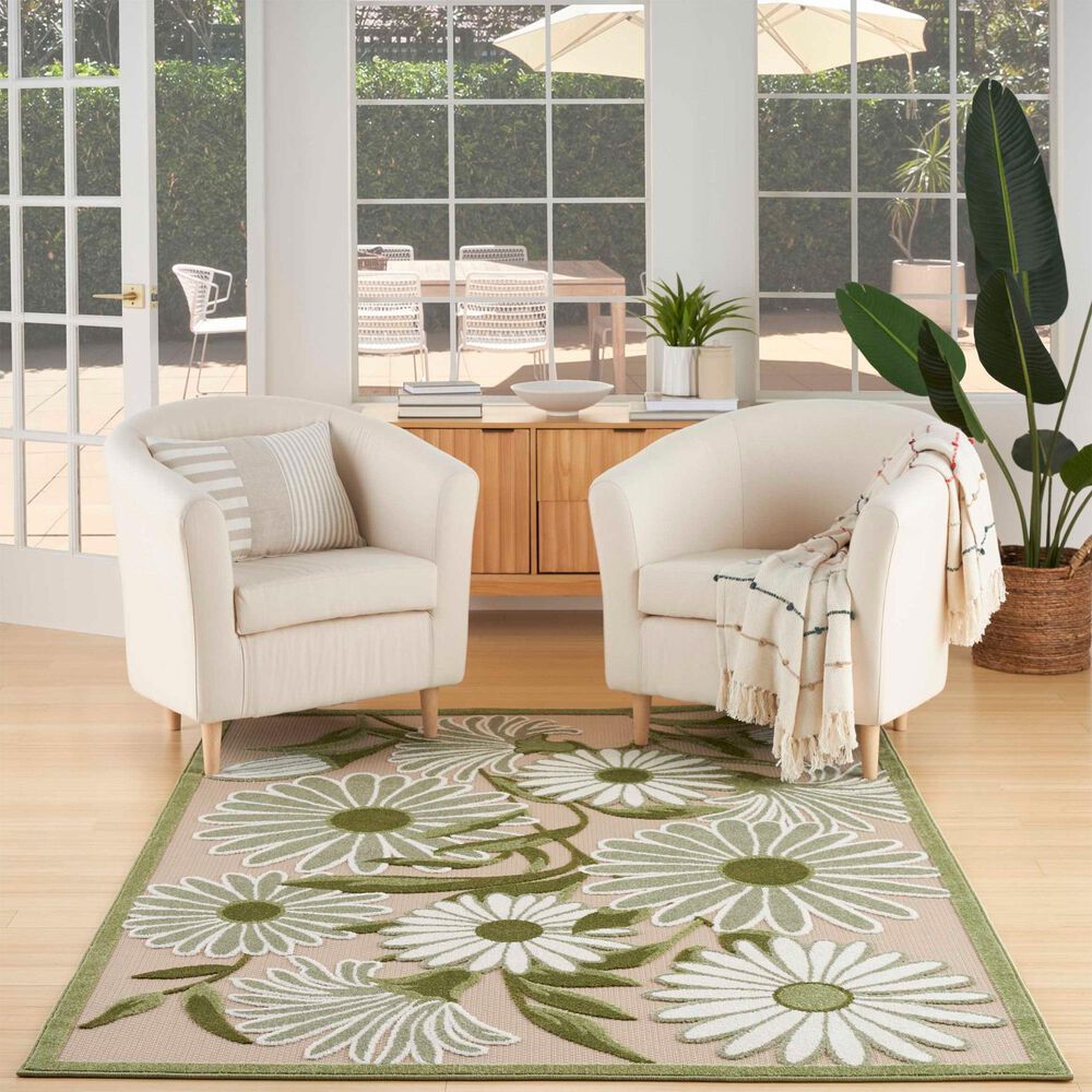 Nourison Aloha ALH33 9&#39; x 12&#39; Ivory and Green Indoor/Outdoor Area Rug, , large