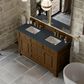 James Martin Vanities Brookfield 60" Double Bathroom Vanity in Honey Oak with 3 cm Charcoal Soapstone Quartz Top and Rectangular Sinks, , large