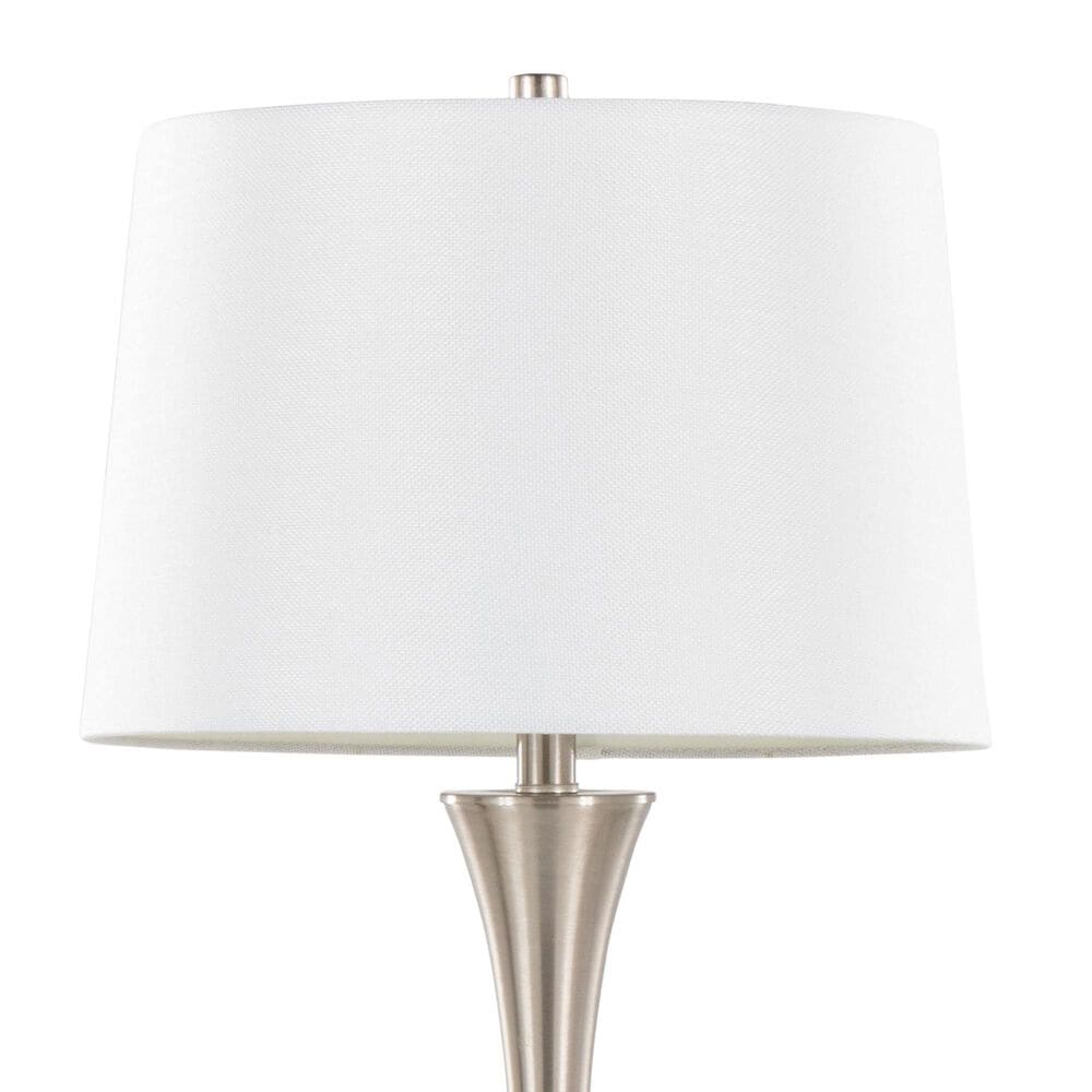 LumiSource Lenuxe 29" Metal Table Lamp with White Textured Linen Shade in Brushed Nickel (Set of 2), , large
