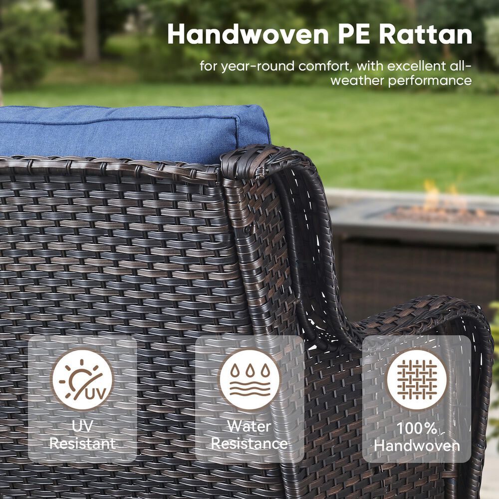 Sunwell Garden Patio Chair with Brown Frame in Navy (Set of 2), , large