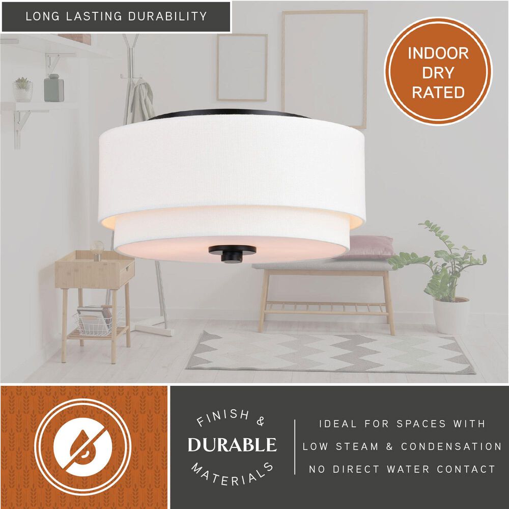 Vaxcel Burnaby 2-Light Flush Mount in Black, , large