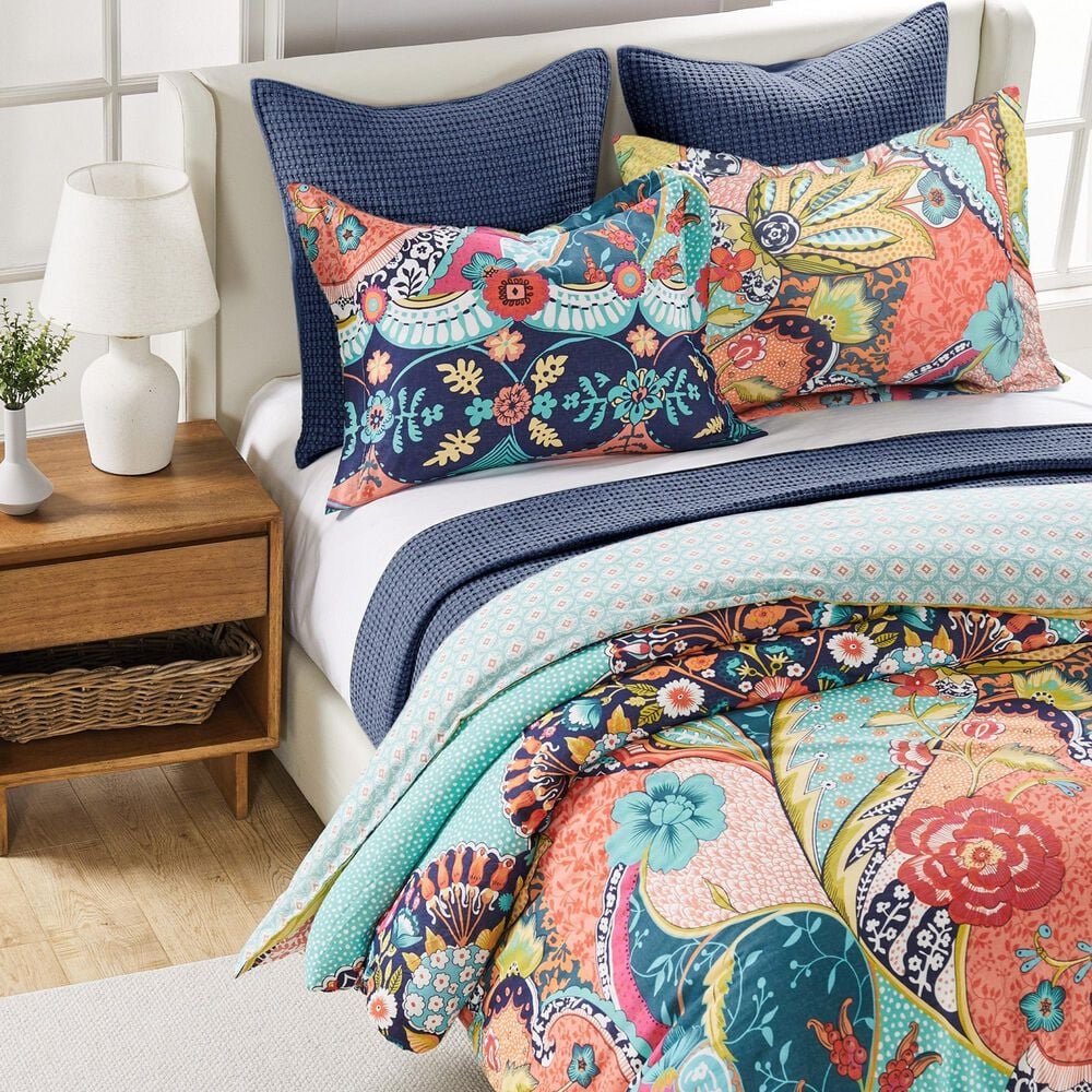 Levtex Jules 2-Piece Twin Duvet Cover Set in Teal, Orange, Yellow, Green, Blue, Red and Navy, , large