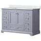 Lexora Home Dukes 48" Single Bathroom Vanity in Dark Grey with 2 cm White Carrara Marble Top and Rectangular Sink, , large