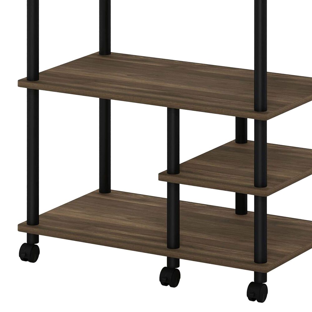 HOMLUX Turn-N-Tube 4-Tier Kitchen Storage Cart in Columbia Walnut and Black, , large