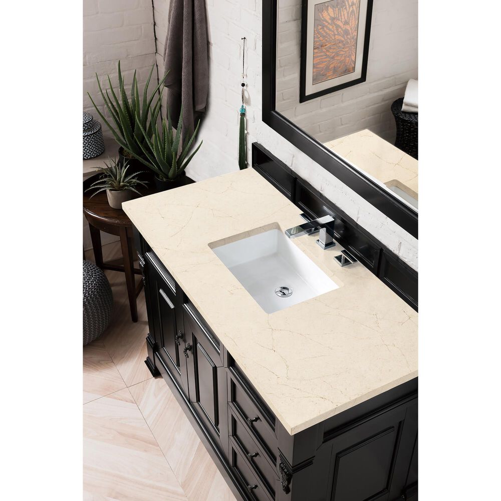 James Martin Vanities Brookfield 48&quot; Single Bathroom Vanity in Antique Black with 3 cm Eternal Marfil Quartz Top and Rectangle Sink, , large