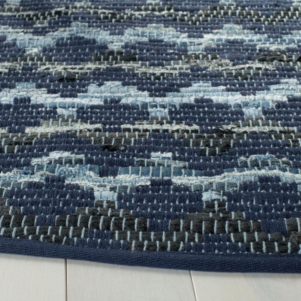 Safavieh Montauk 6&#39; Round Turquoise, Navy Blue and Black Area Rug, , large