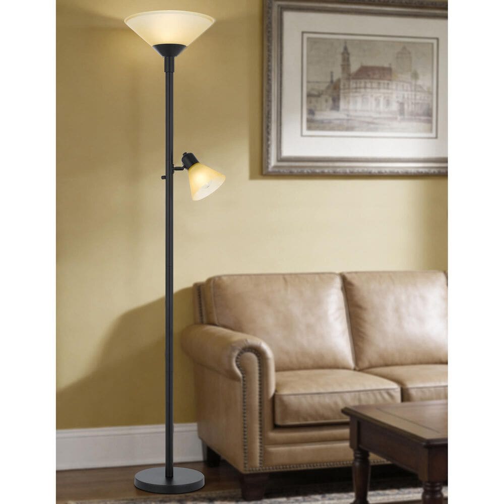Cal Lighting Brayton Torchiere Floor Lamp in Black, , large