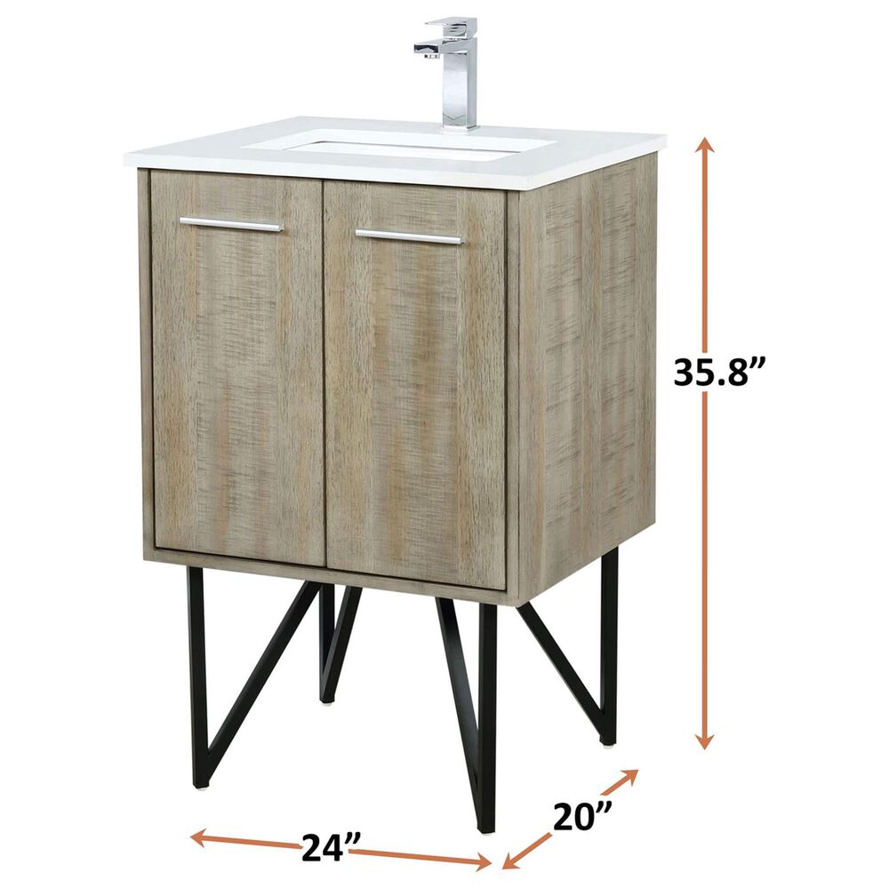 Lexora Home Lancy 24&quot; Single Bathroom Vanity in Rustic Acacia with 2 cm White Cultured Marble Top and Rectangular Sink, , large